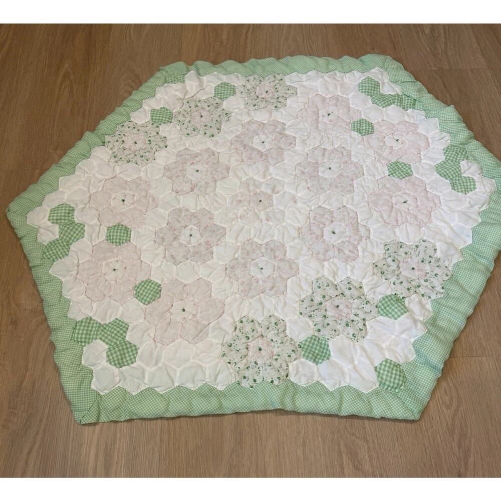 Green and White Floral Quilt